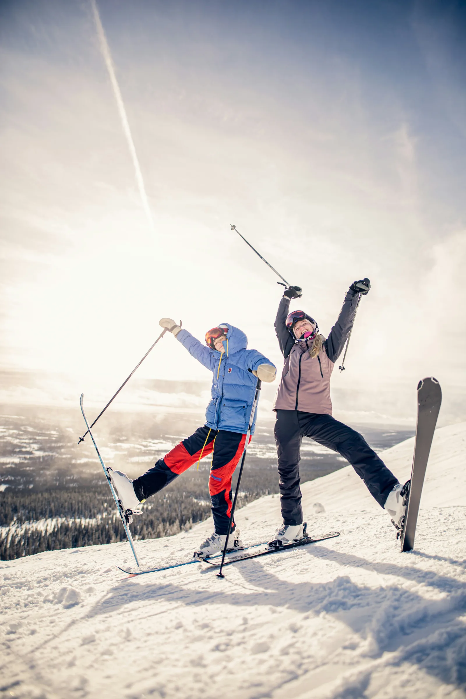 Students skiing on a school trip