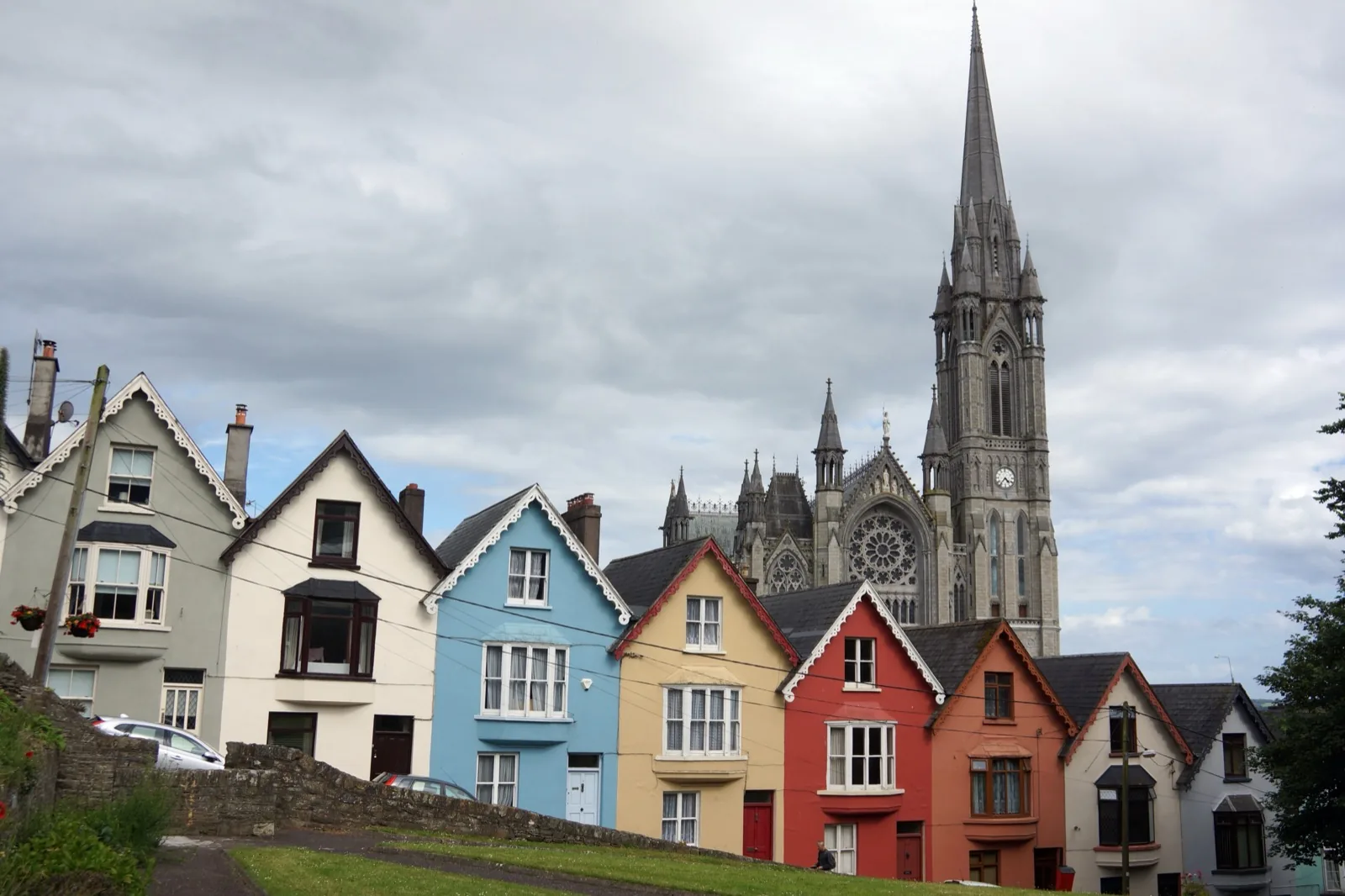 Colourful houses along the River Lee during a language stay in Cork, Ireland