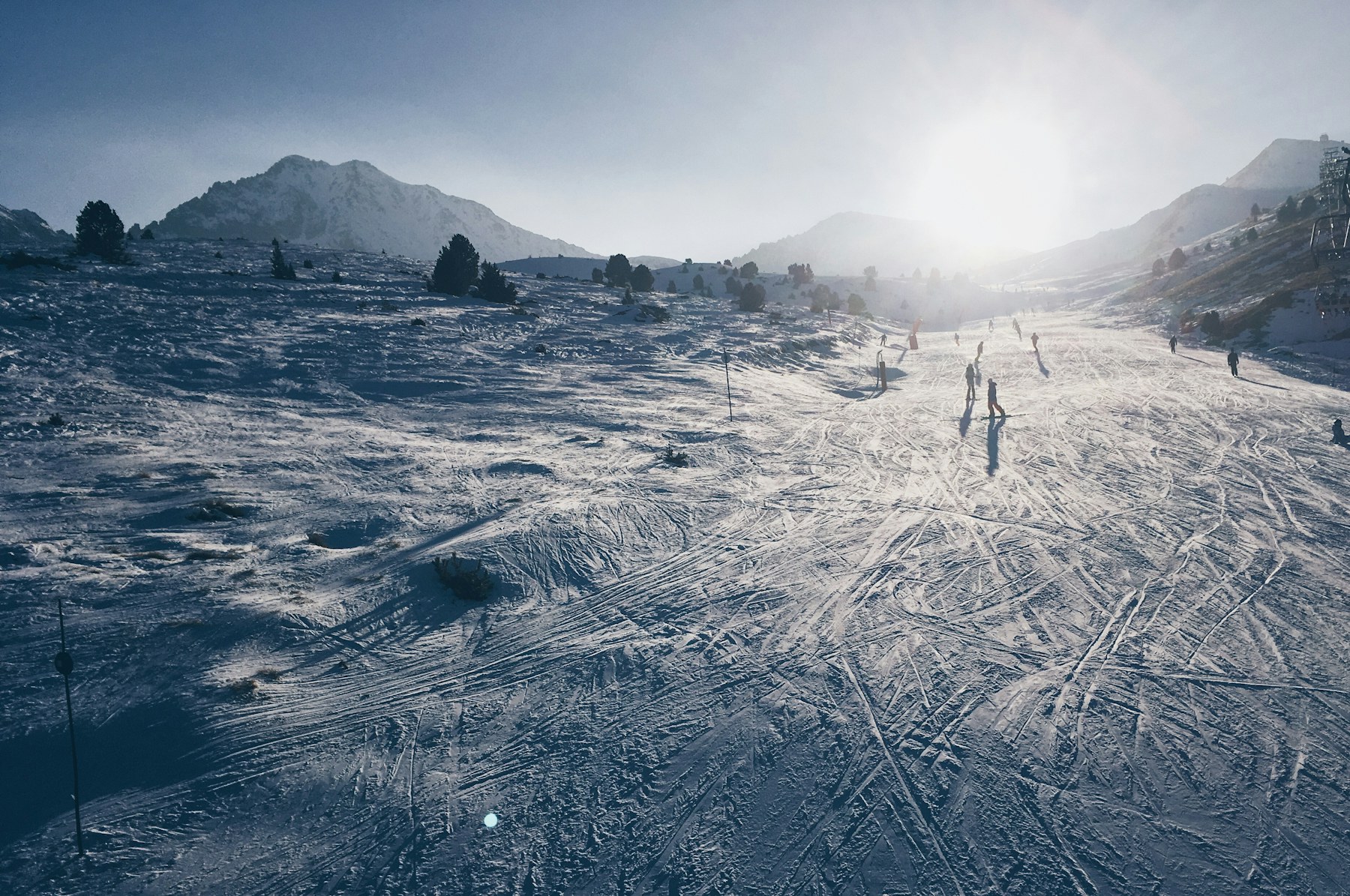 Group skiing down the piste