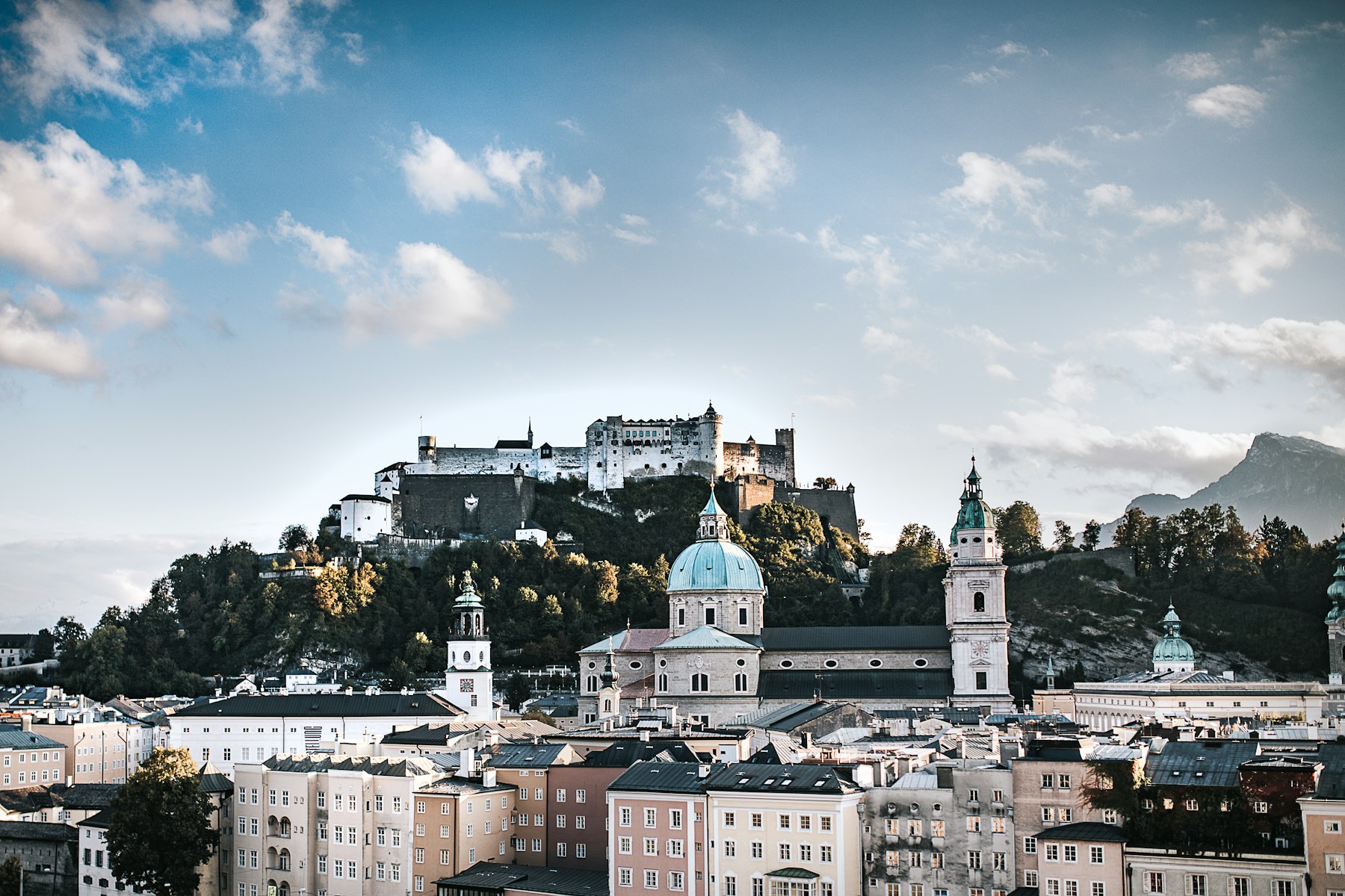 Salzburg's fortress and baroque old town in the Austrian Alps on a cultural school trip
