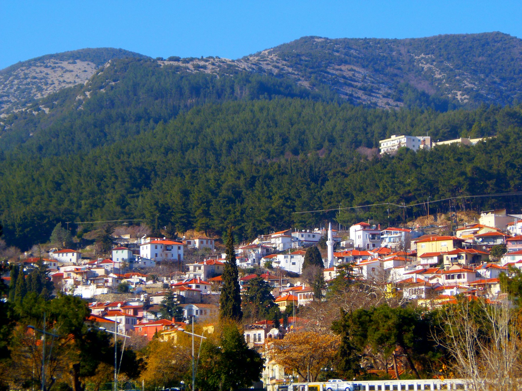 Kavala harbour and Byzantine fort on the Aegean coast of northern Greece